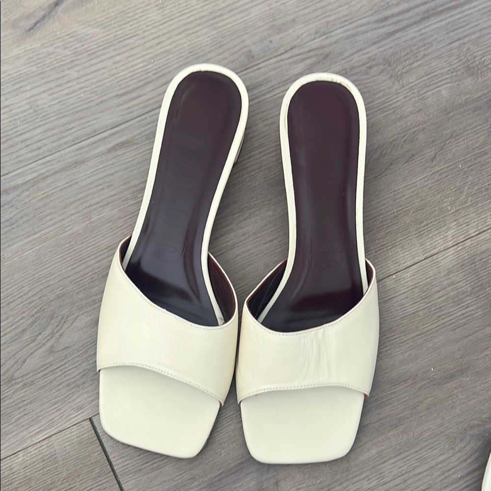STAUD Cream Simone mules- Women's Slide Sandals